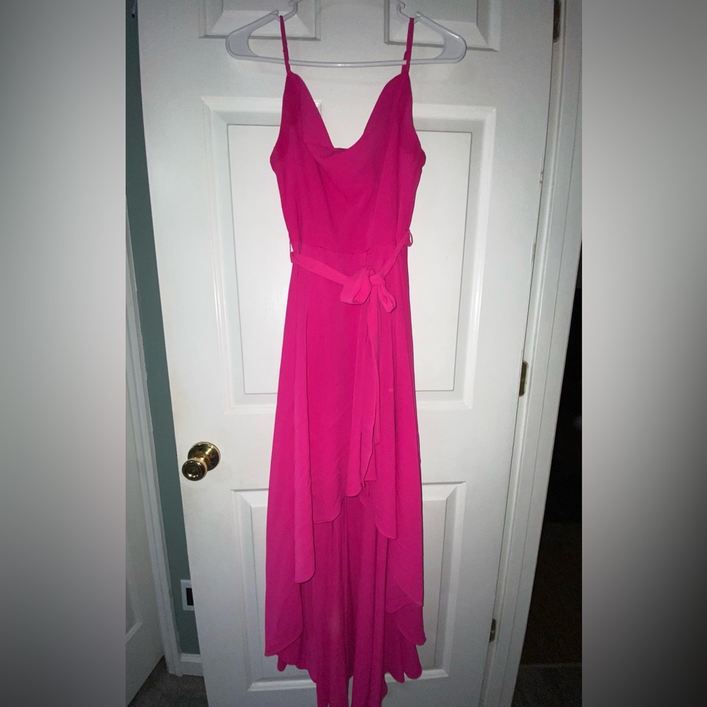 Pink hi low juniors dress